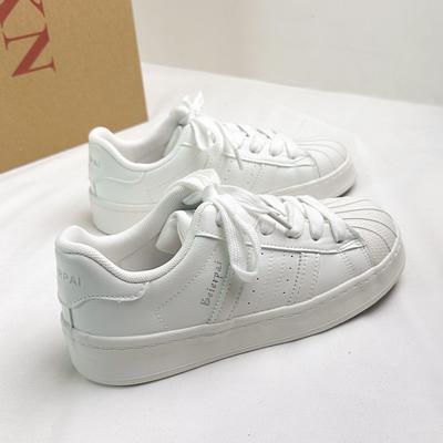 7 Shell Head Board Shoes Women's Summer Breathable Low-top Thick-soled Pink Dopamine Casual Little White Shoes