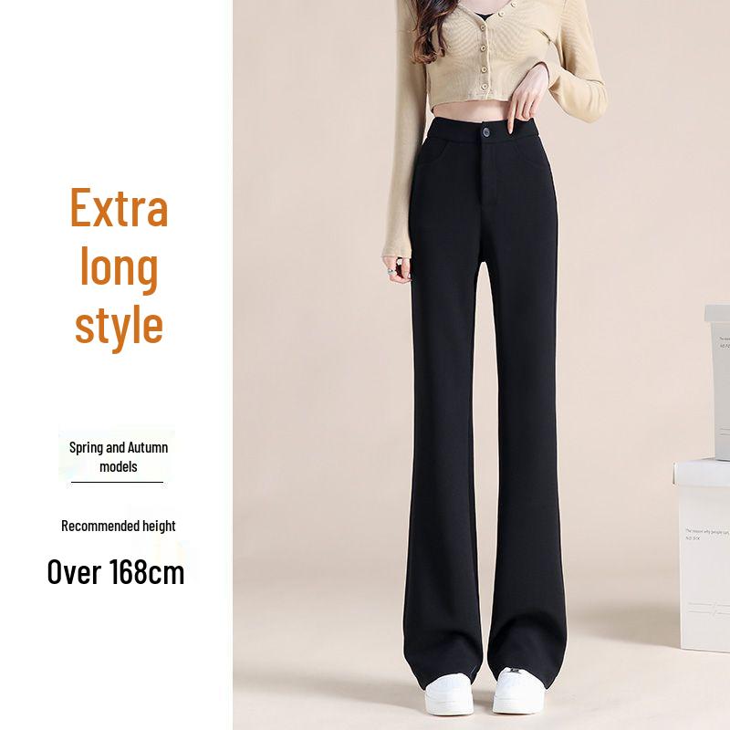 Černé zvonové kalhoty s vysokým pasem: Zeštíhlující rozšířené kalhoty na jaro a podzim.