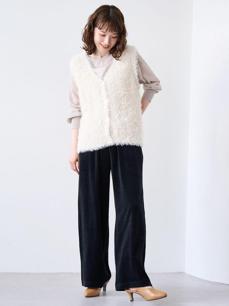 Cohen Ferret-Like Velvet Easy Wide Pants, 76406000002, 4570 Orange (45), Size L