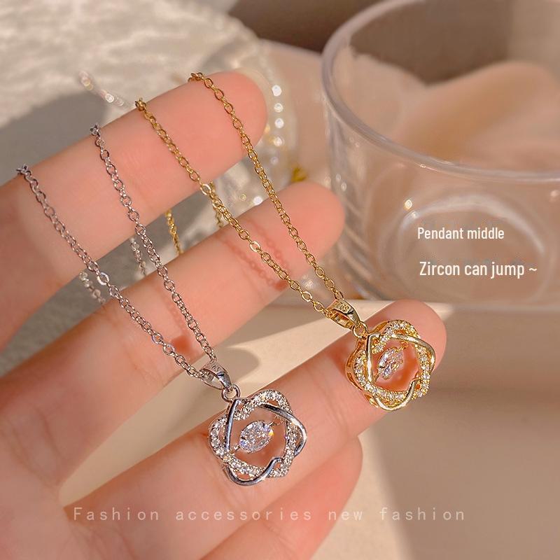 Korean Fashion Temperament Zircon Love Pendant Necklace for Women
