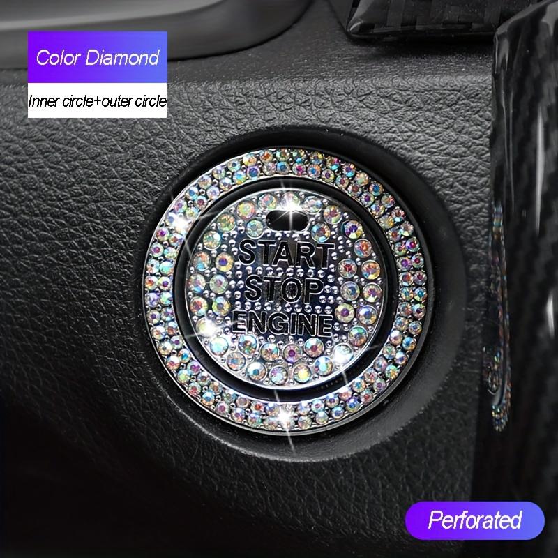 Car One-Button Start Decoration Sticker Ring Switch Button Protection Sticker Cover Interior Button Sticker Crystal Inlaid Universal Product