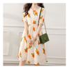 Navava Women Flower Printing Shirring Short Sleeve Dress No372
