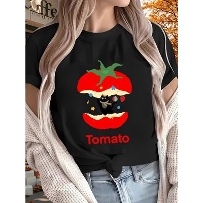 Polyester Kurzarm Grafik T-Shirt Trendiger Print Rundhalsausschnitt Weich Atmungsaktiv Sommer