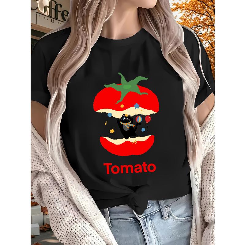 

Polyester Short Sleeve Graphic T-Shirt Trendy Print Crew Neck Soft Breathable Summer XXL чорний