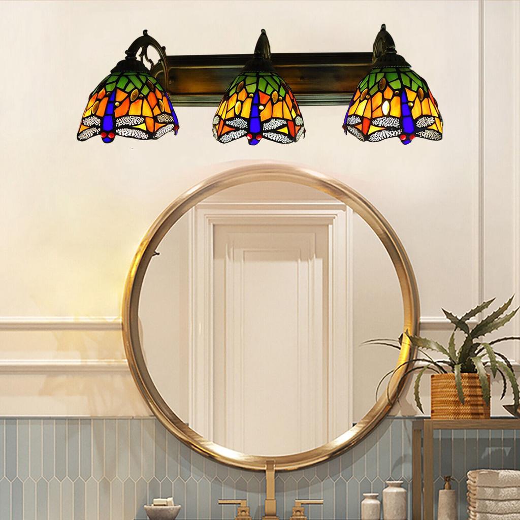 Modern Stained Glass Bathroom E27 Wall Sconce Victorian Tiffany Vanity Lighting