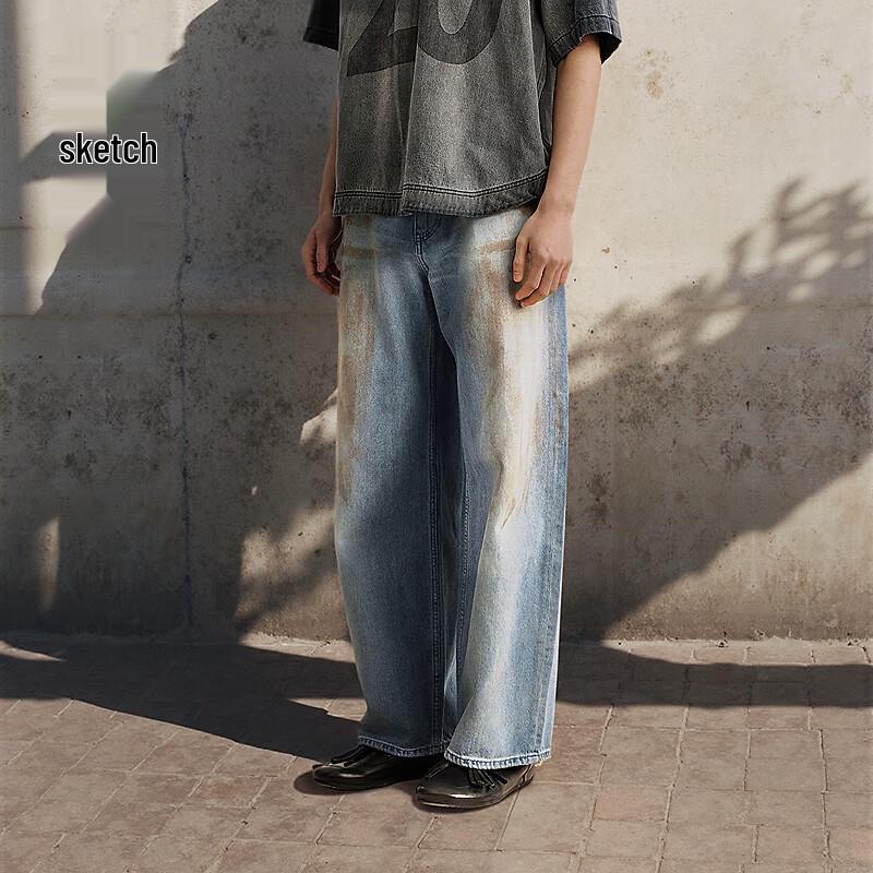 

Croquis Men s Rolled-Cuff Loose Straight-Leg Jeans M