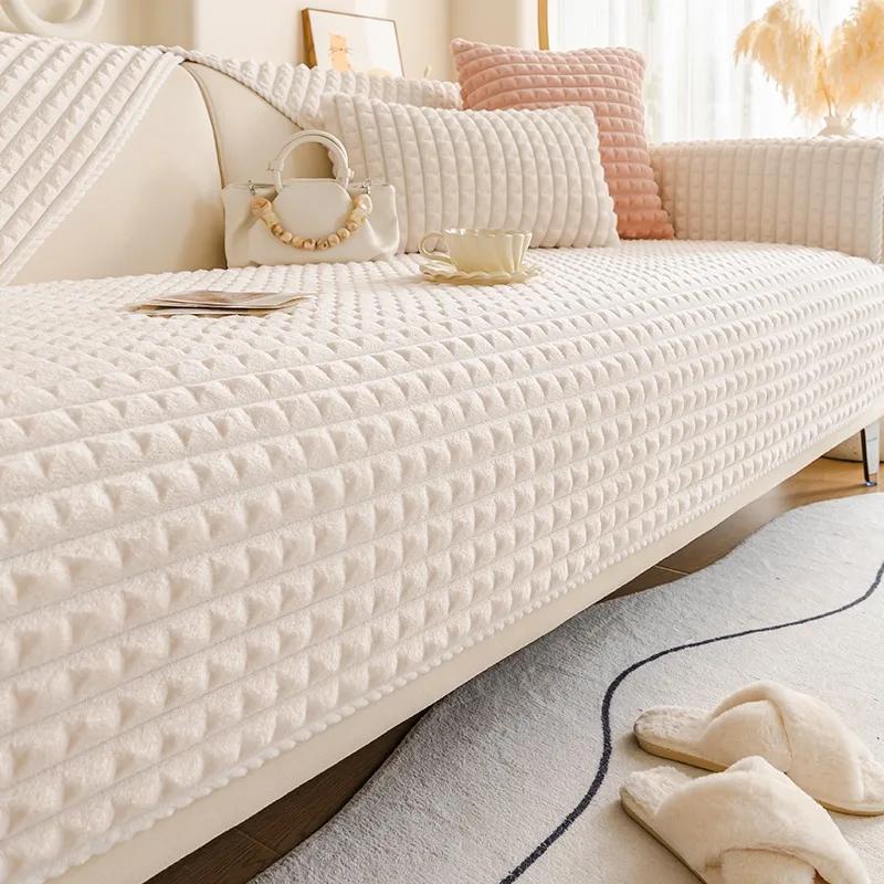 

Толстый фланелевый диванный коврик, серая сетка, плюшевое диванное полотенце, противоскользящее и простое пылезащитное покрытие для дивана, украшение для дома, коврик для стула, задняя часть 70x70cm 1pcs