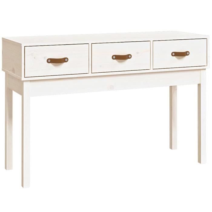VidaXL Table console Blanc 114x40x75 cm Bois massif de pin 821755