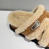 New leather lamb wool thick-soled heightened one-word fluffy slippers women wear versatile casual fluffy shoes women
