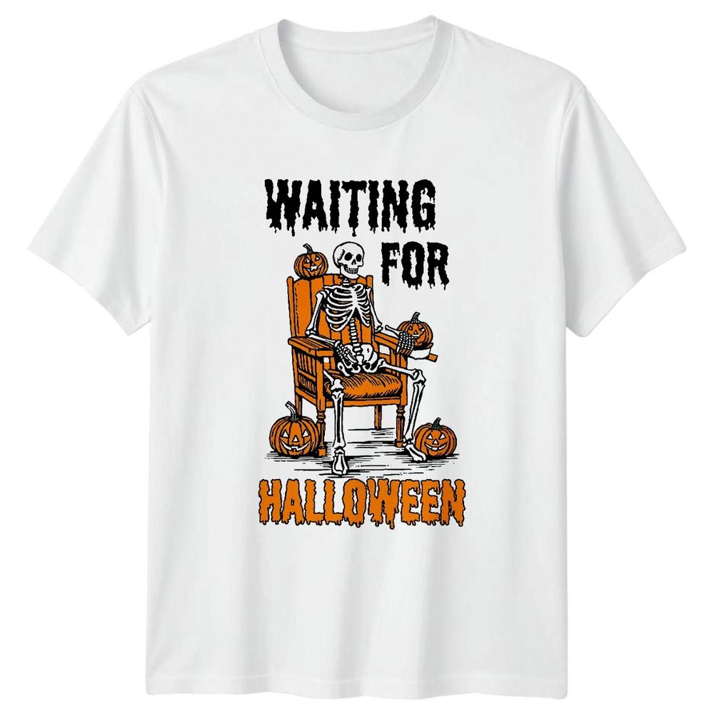 Waiting For Halloween Skeleton Halloween Holidays Unisexs TShirt Unisexs Graphic S