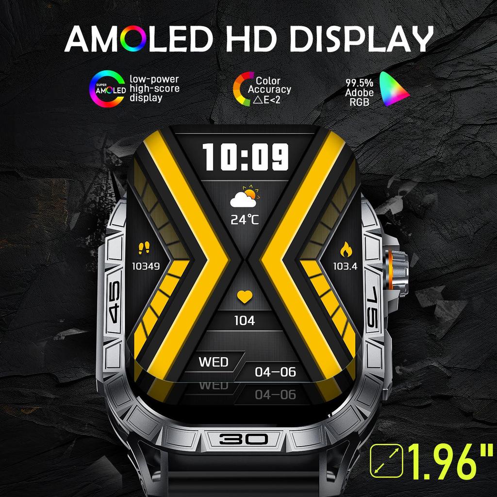 K63 Smartwatch: Outdoor Sports, Bluetooth Calling, Pedometer, Heart Rate & Sleep Monitoring, Blood Pressure.