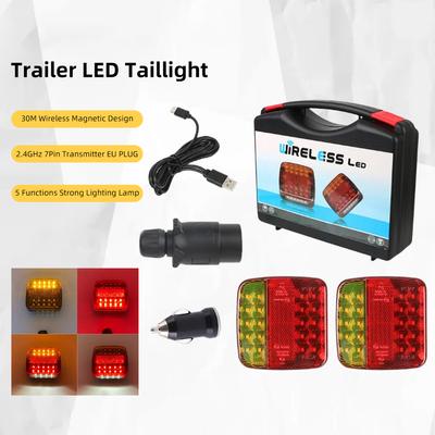 Kablosuz Manyetik Kamyon Arka Lambaları Şarj Edilebilir Yansıtıcı Lens Fren Lambaları LED Arka Kuyruk Dönüş Sinyal Lambası Karavanlar Kampçılar Kamyonet RV için