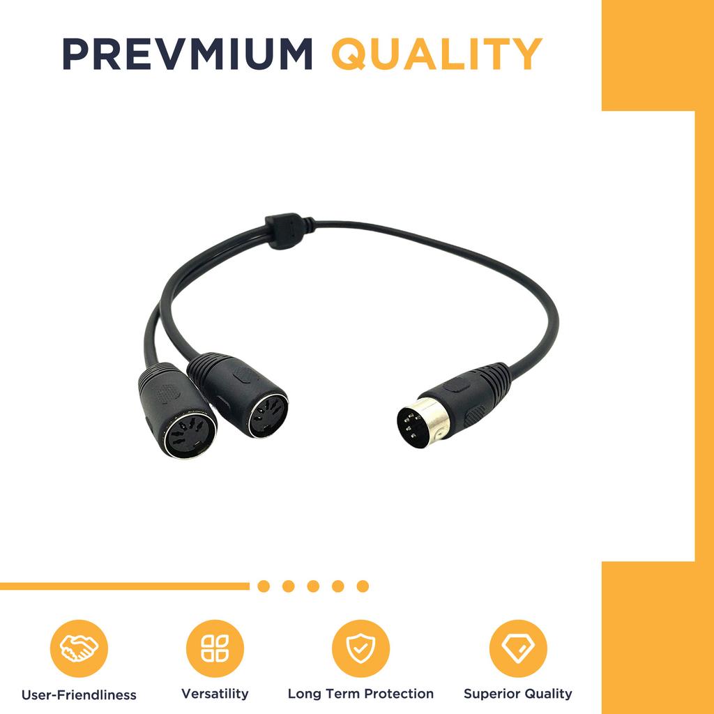 Audio Splitter Cable 5 Pin DIN Male to Dual Female High Transmission Audio Splitter Cable for Synthesizer Organ Electric Piano Midi Guitar