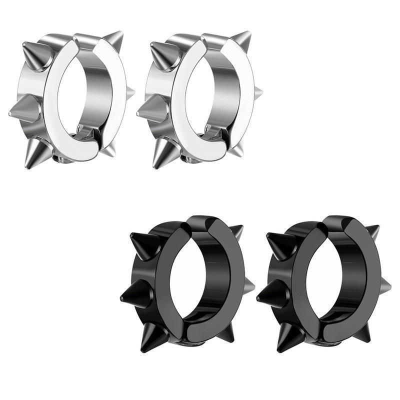 Koreanischer Punk-Stil Edelstahl Nieten Kegel Ohrclips für nicht-gepiercte Ohren