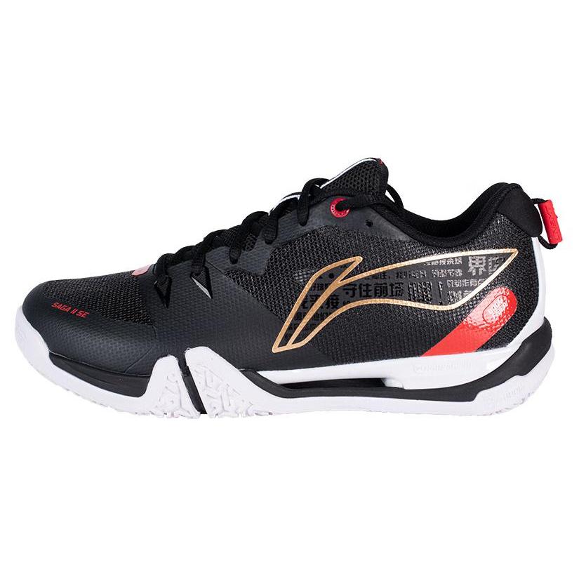 

Li Ning Saga II SE Rubber Slip Resistant, Abrasion Resistant, Lightweight Low top Badminton Shoes Unisex Black Red AYZU001-3 43