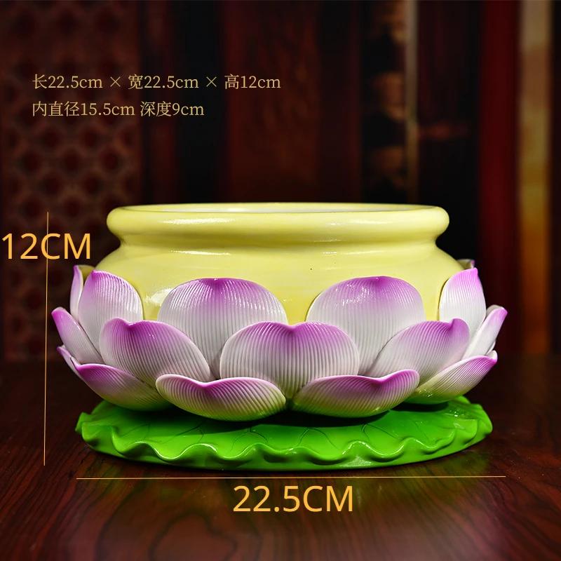 New Chinese Creative Ceramic Lotus Incense Stove for Buddhist Household, Ancestral Hall, and Buddhist Utensils feng shui