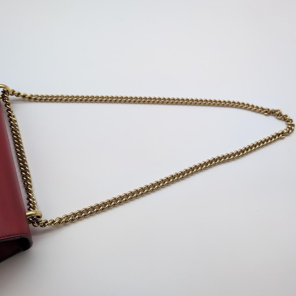 Gucci Gold Chain Shoulder Bag Crossbody Diagonal Strap 409486 Padlock Two-Tone Bicolor Pink Red Leather Women's