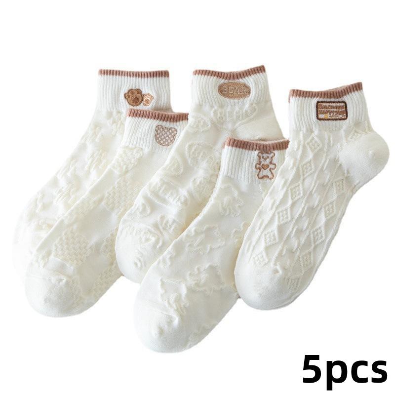 

5 пар мультяшных носков, впитывающих пот, носки до щиколотки, удобные носки с низким паголенком, модные носки с низким паголенком, весна-лето 5-pcs