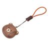 Bear Head Keychain Black Walnut Wood Keyring Phone Strap Cartoon Keyring Bag Decoration Accessory