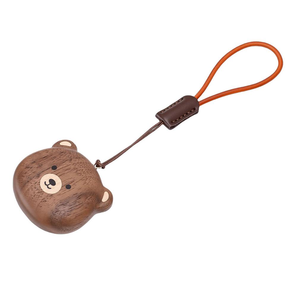 Bear Head Keychain Black Walnut Wood Keyring Phone Strap Cartoon Keyring Bag Decoration Accessory