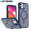 KEYSION Linsenständer Magnetische Handyhülle für MagSafe für iPhone 11 12 Pro Max 11 Pro Matt Durchscheinend Stoßfeste Rückseite