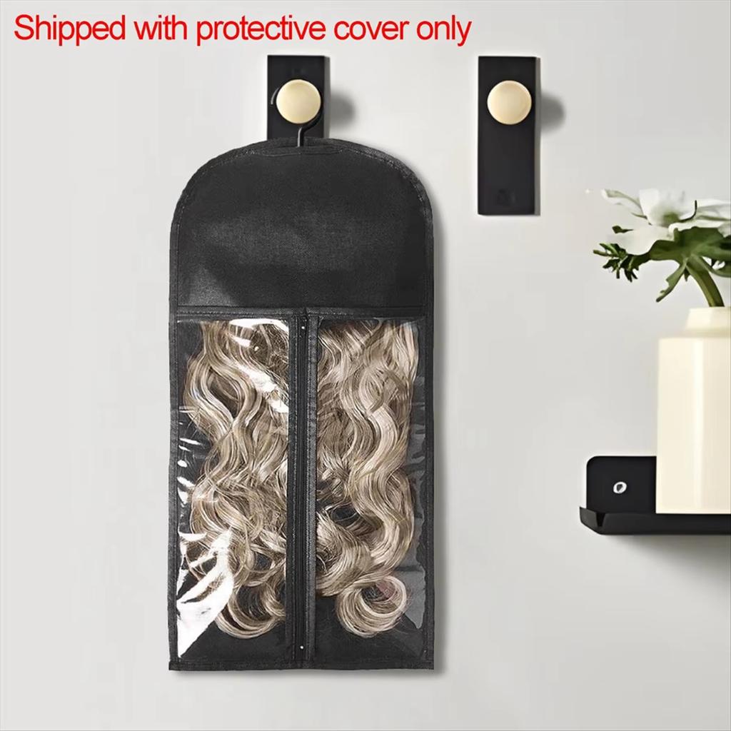 4pcs Non-woven Fabric Wig Storage Bag With Hook Hair Extension Holder Zipper Style Long Hair Storage Rack Wig Organizer