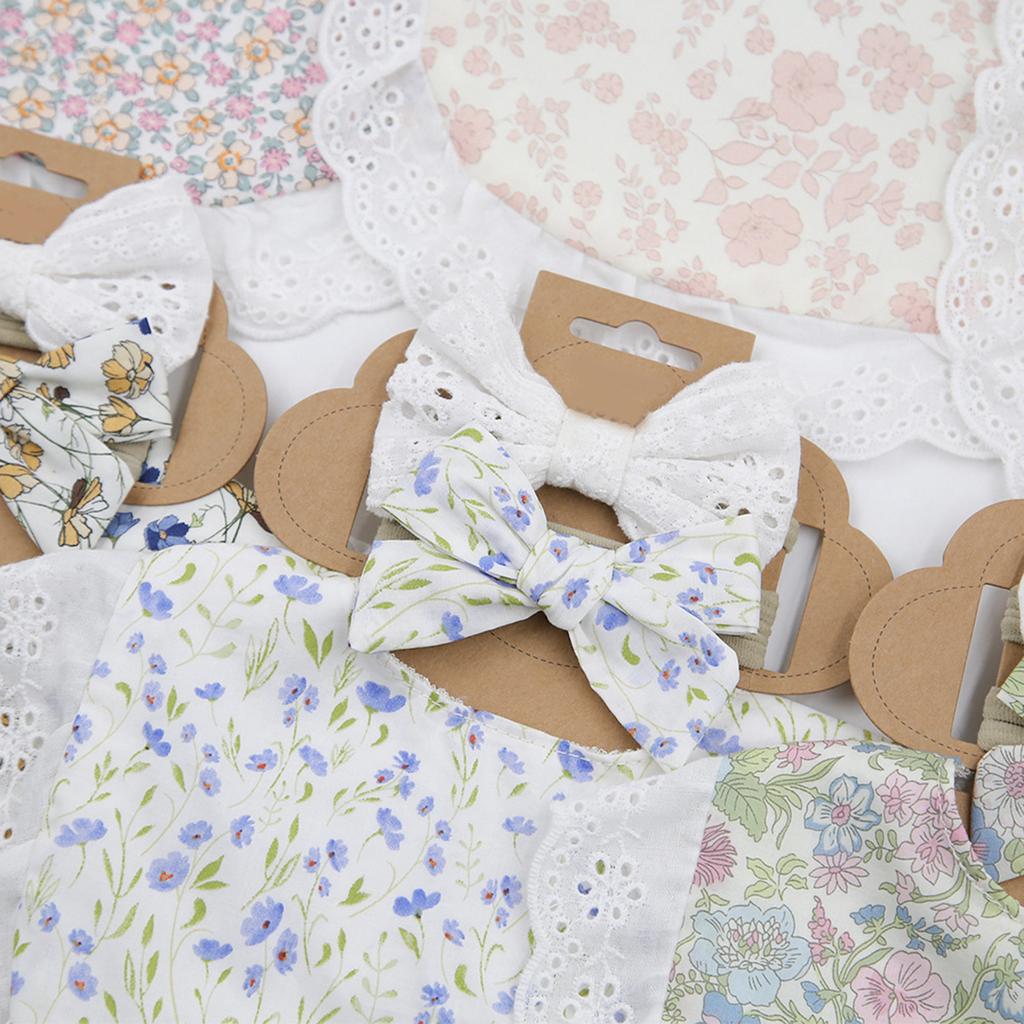 Baby Cotton Bib Flower Print Feeding Towel Water Absorbent Saliva Towel Newborns Burp Cloth With/without Headband