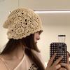 Japanese Style Handwoven Head Wrap Hat Women's Spring Autumn Thin Hollow Wool Hat Retro Literary Knit Slouchy Hat