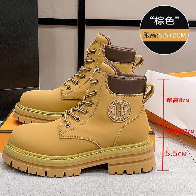 Martin boots women's versatile rhubarb boots 2025 spring and autumn locomotive single boots casual small feet boots ins tide Korean version design