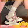Cherry blossom powder board shoes women's shoes spring and autumn 2025 new explosive cat eats fish high value super soft thick sole white shoes
