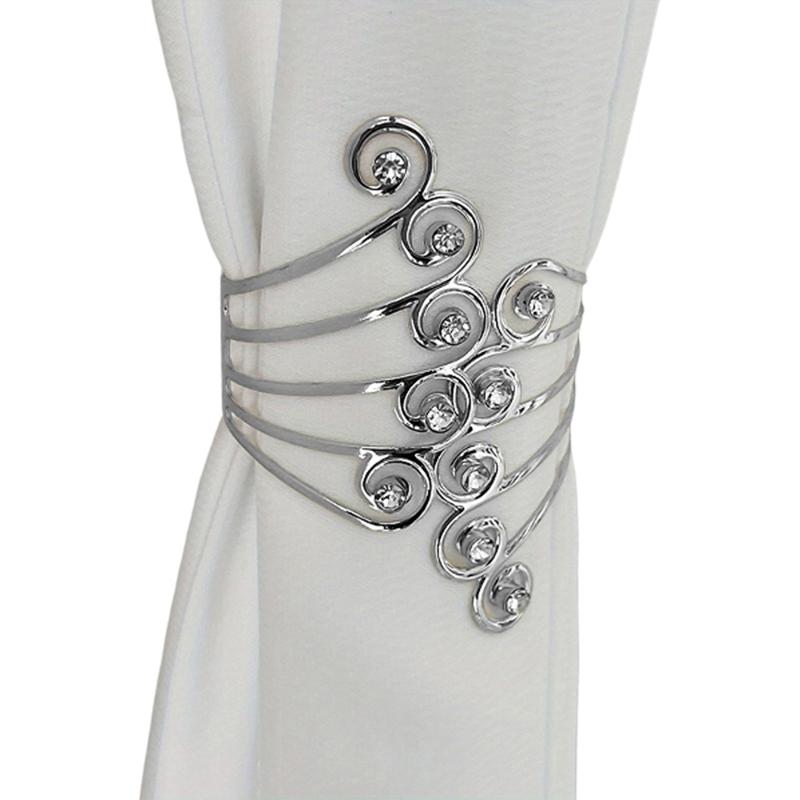 

1/2 шт. Домашній декор Художні кліпси для фіксації штор Блискучі підв язки для штор Елегантні пряжки для штор Регульовані Золоті/Срібні 1PC срібний