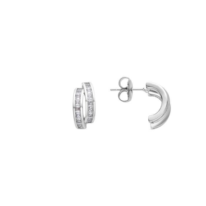 Boucles d'oreilles Axsy,composées de zirconia rhodié,finition rhodiée