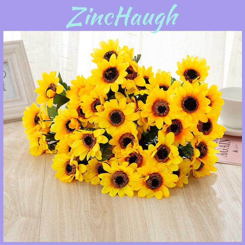 Colored Artificial Sunflower Fake Silk Flower Bouquet For Wedding Decor**
