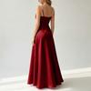 Sleeveless Satin Long Dress with Beaded Spaghetti Straps Floor Length Slim Fit Evening Gown Elegant Formal Occasion Dress