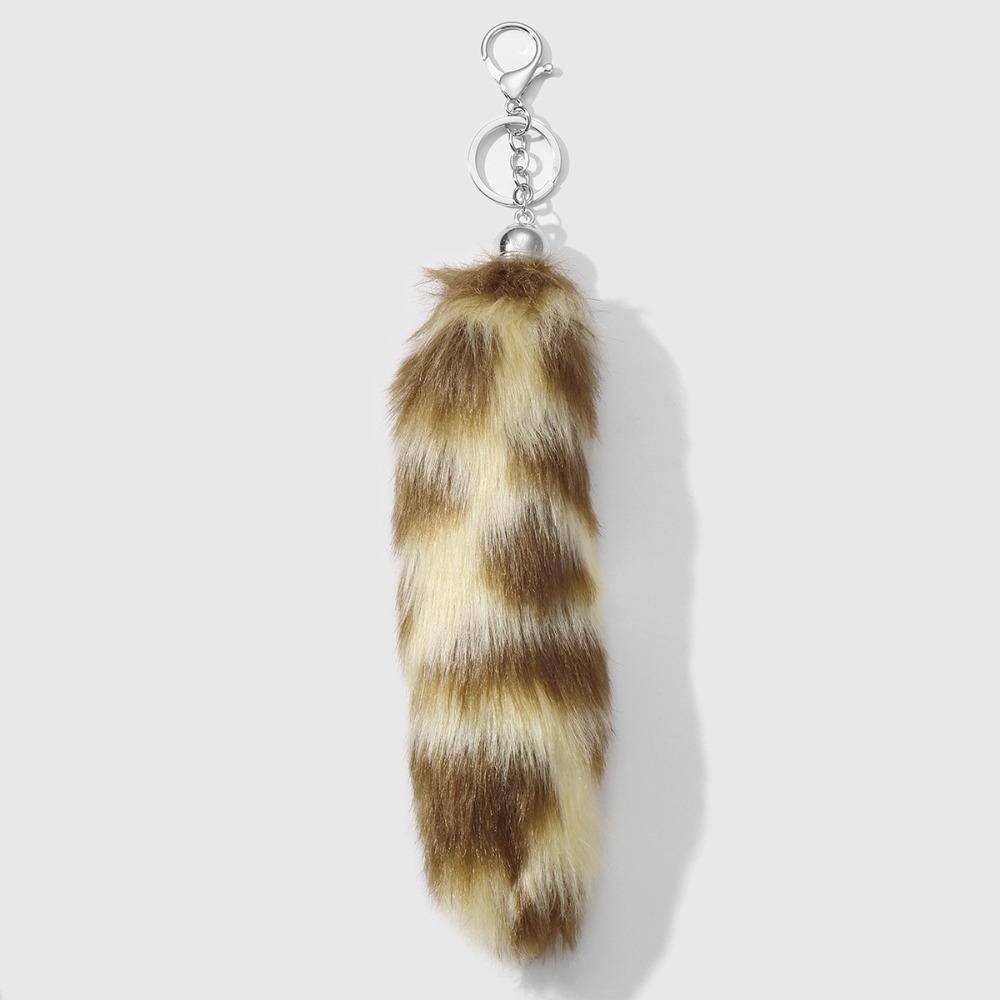Retro Tail Hanging Keychain Long Hair Plush Tail Keyring Sweet Cool Bag Charms  Purse Handbag