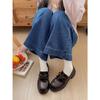 Black retro British style thick heel small leather shoes 2026 new spring and autumn with skirt small heightening loafers