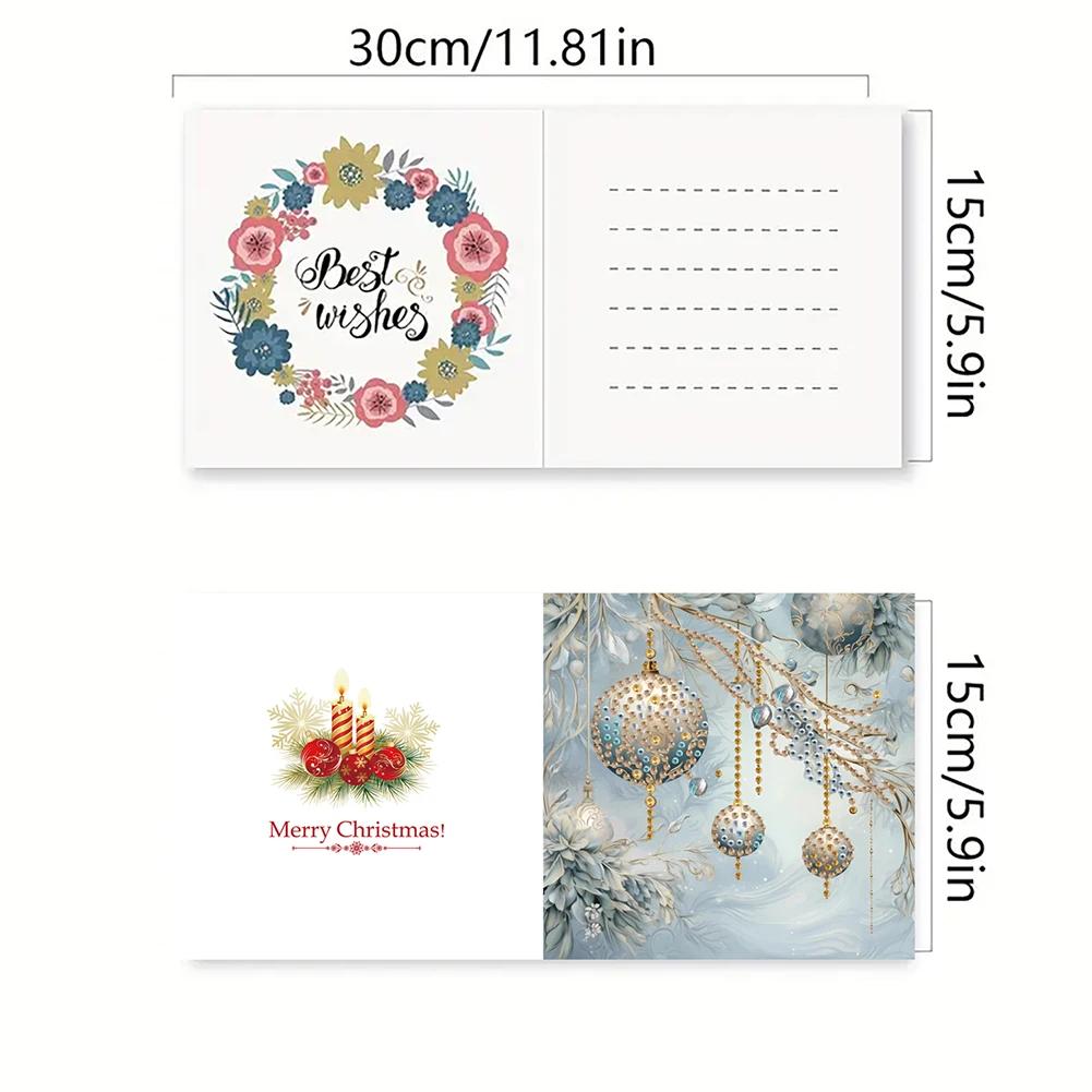 6Pcs Christmas DIY Diamond Painting Card Rhinestone Painting Card Kit Diamond Painting Greeting Card for Holiday Party Favors