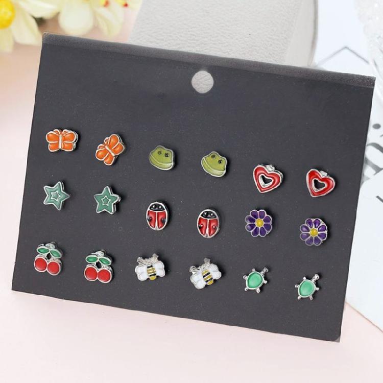 Mixed Heart Star Earrings 30-Pair Stainless Steel Umbrella Stud Earrings Jewelry