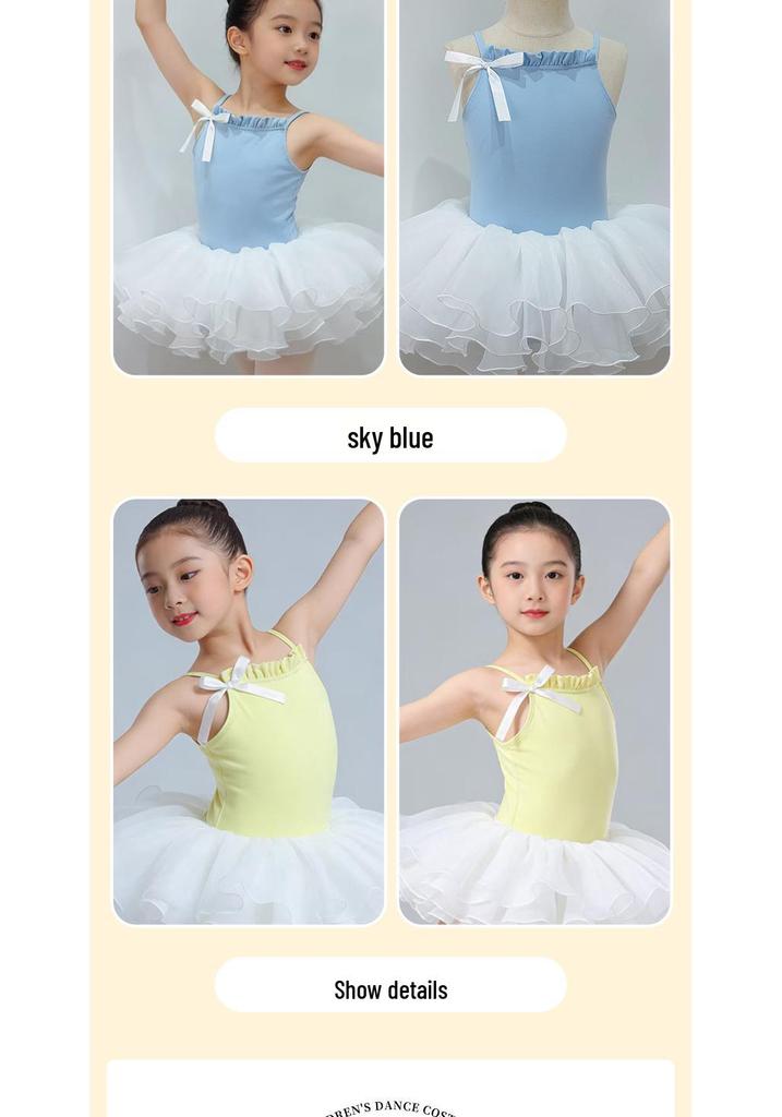 Girls' Spaghetti Strap Ballet Costumes with Gauze Skirt for Practice & Performance – Spring/Autumn New Styles