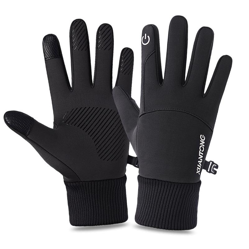 Loogdeel Wasserdichte Fleecehandschuhe mit Touchscreen für Radfahren, Laufen, Motorradfahren, Skifahren, Winter, warm, volle Finger, Outdoor-Sportarten