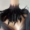 Feather Necklace Collar Neck Collar Gothic Victorian Lace Choker Neck Wrap Halloween Cosplay Party Accessories Props