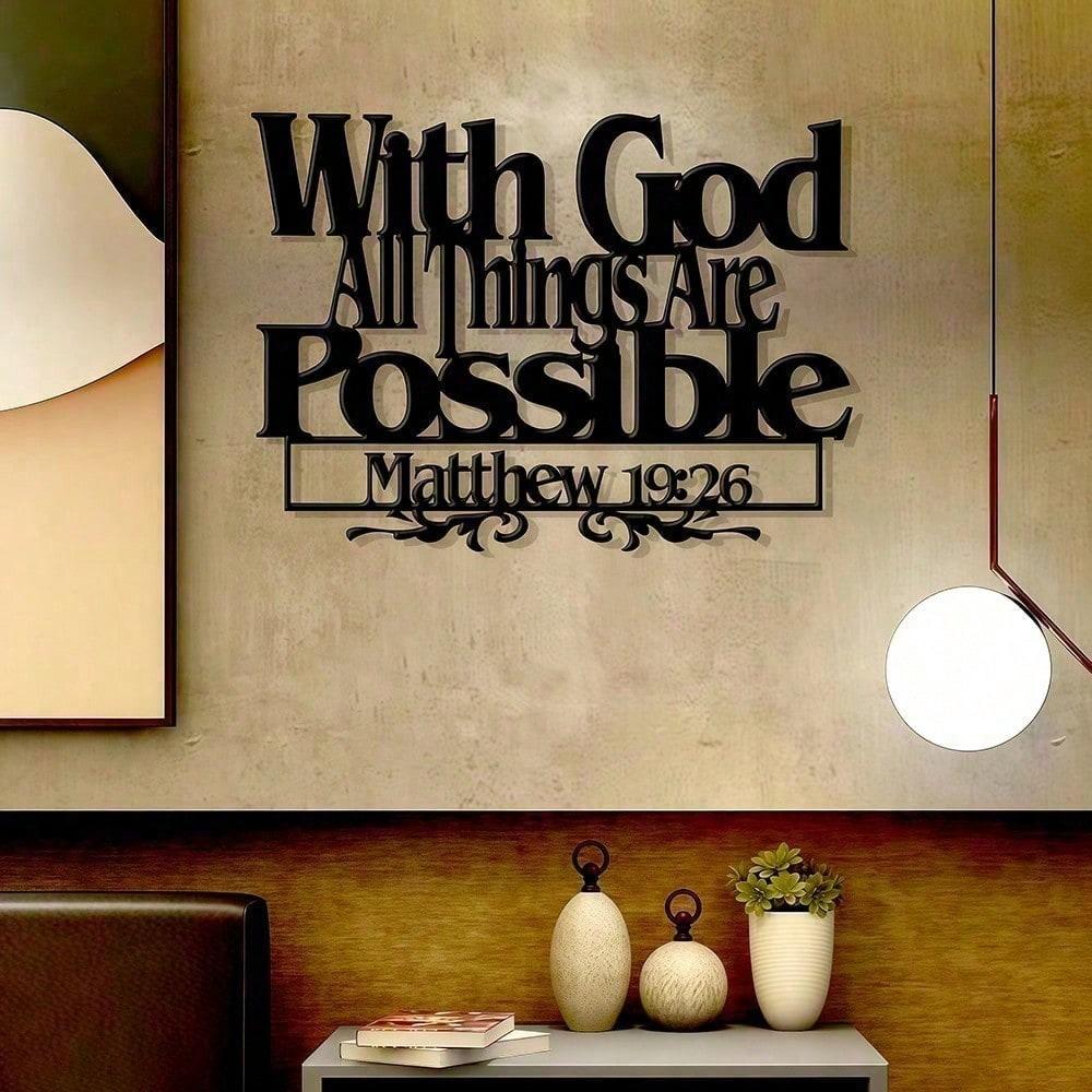Metal With God All Things Are Possible Bible Verse Sign Christian Metal Wall Art Religious Home Decor
