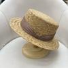 French lightweight and breathable straw, flat-top small edge silk hemp straw hat, children's summer travel sunscreen sunshade top hat