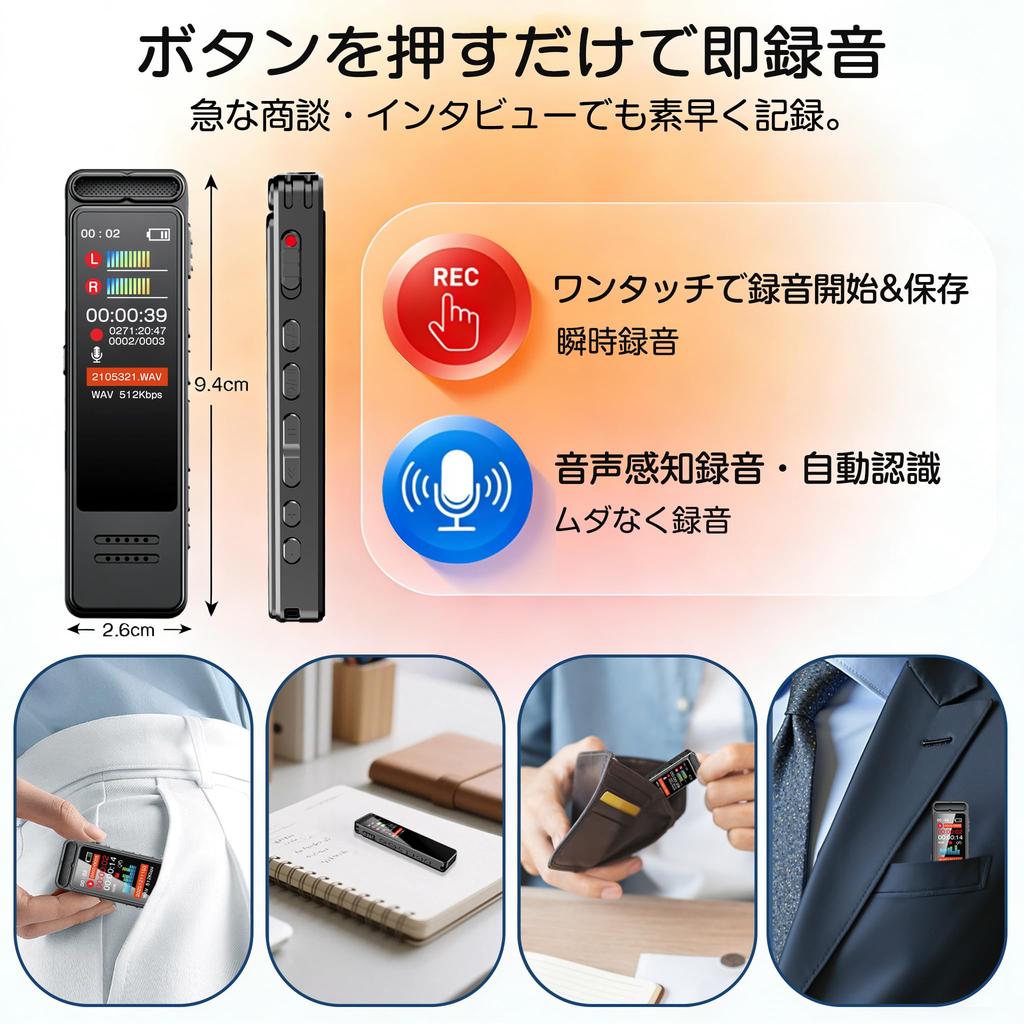 Version Continuous QZT Voice Recorder IC Recorder 64GB Long Recording Time Quadruple Large Capacity 1050mAh Up to 4552 Hours of Recording Storage 720