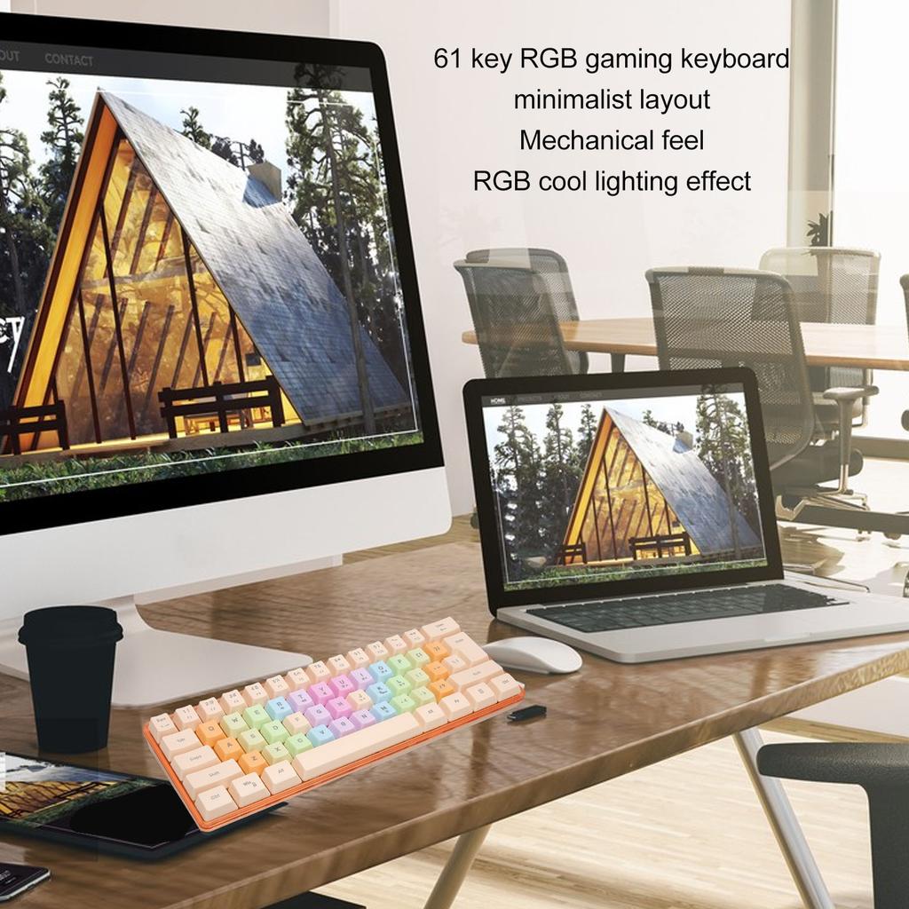 61 Keys Mechanical Keyboard RGB Backlight Colorful Keycaps Wired Mechanical Keyboard for Gaming Work