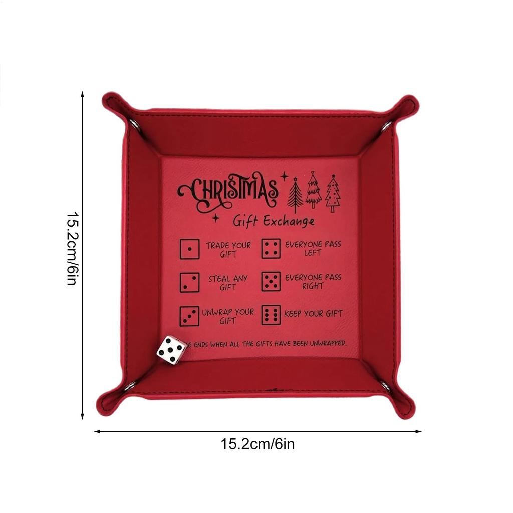 Tärningsmatta PU-läder Vikbar Förvaring Tärningskastare Bricka Med Graverad Regel För Familjesammankomst Högtidsparty Sovsal Spelkväll