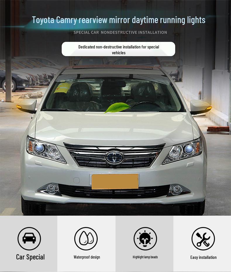 Passend für Toyota Camry 2012-2017: LED-Tagfahrlicht im Rückspiegel mit dynamischen Blinkern
