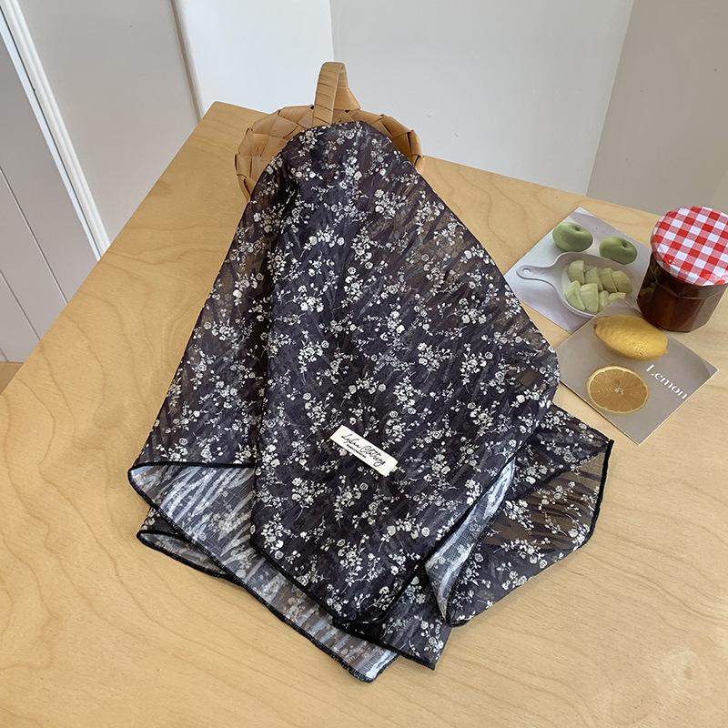 Ladies silk scarf square scarf high-end printing small scarf streamer decorative neck silk scarf waist fart curtain