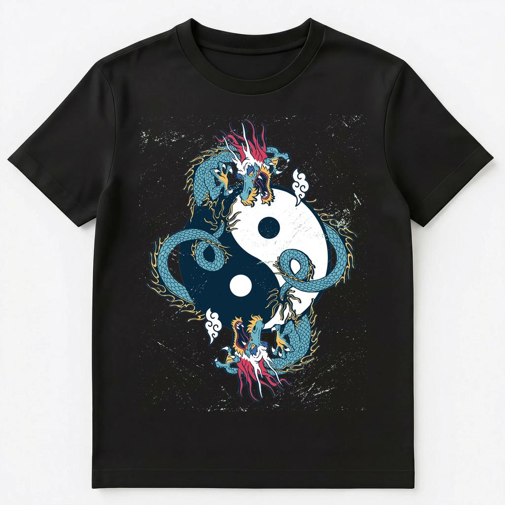 Distressed Yin And Yang Dragon Unisex T-Shirt