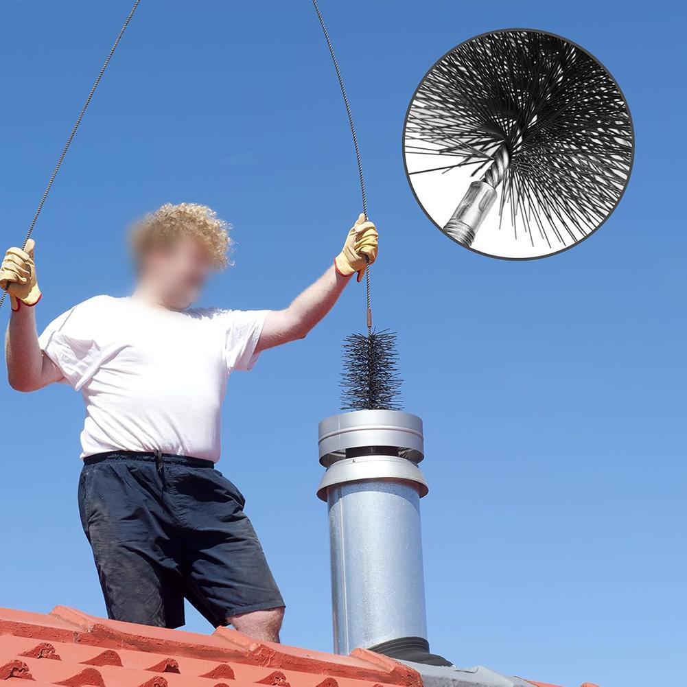 Steel Wire Brush Set Including Three Different Sized Brushes Perfect for Efficient Oven and Boiler Maintenance